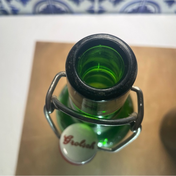 Grolsch Beer Bottle Green/brown Embossed Porcelain Swing Top Vintage Empty - Picture 16 of 16